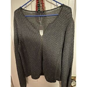 Evening  Fisher Graphite Round Neck Linen Cord Jacquard Shaped Jacket NWT $50